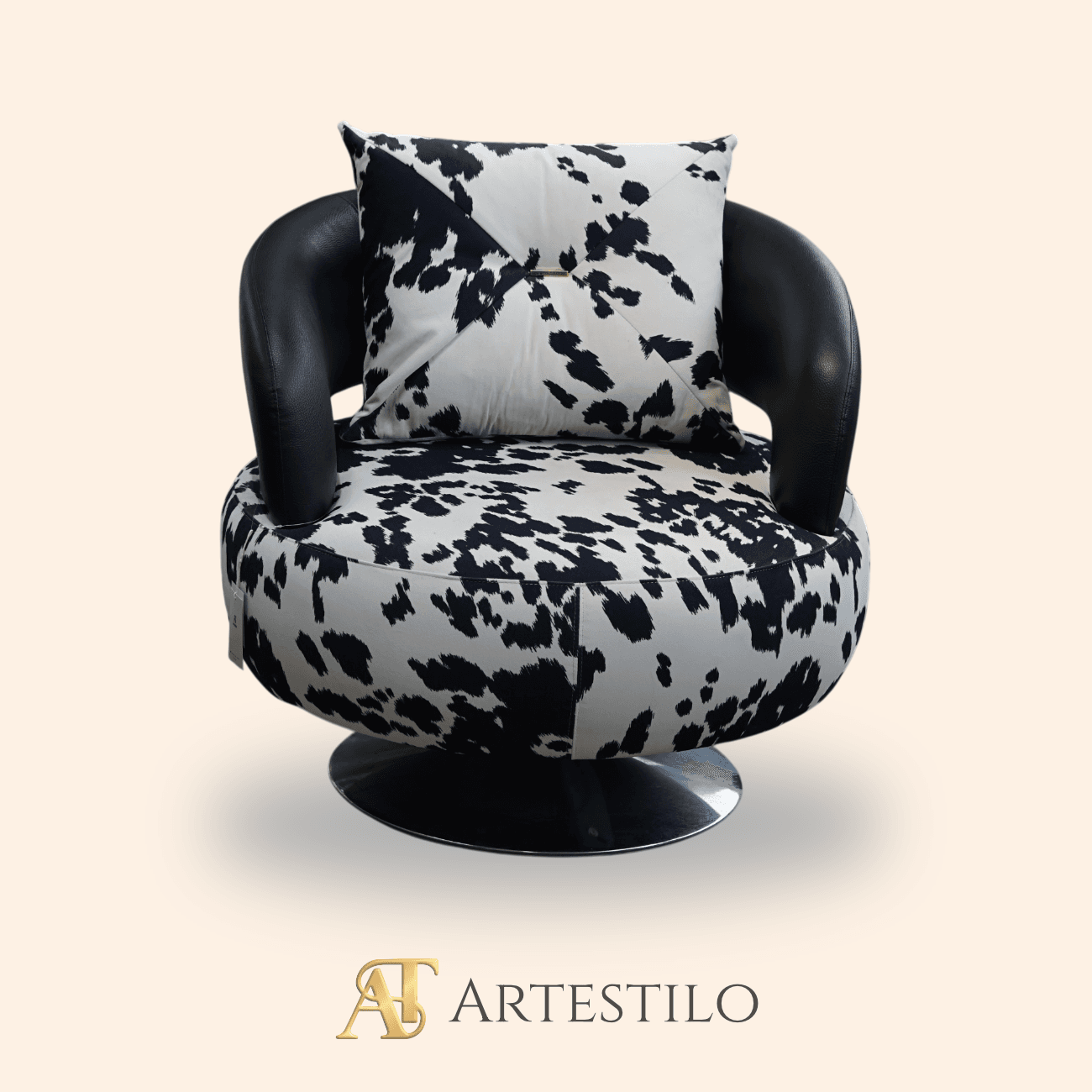 Sillón Giratorio tapizado de vaca